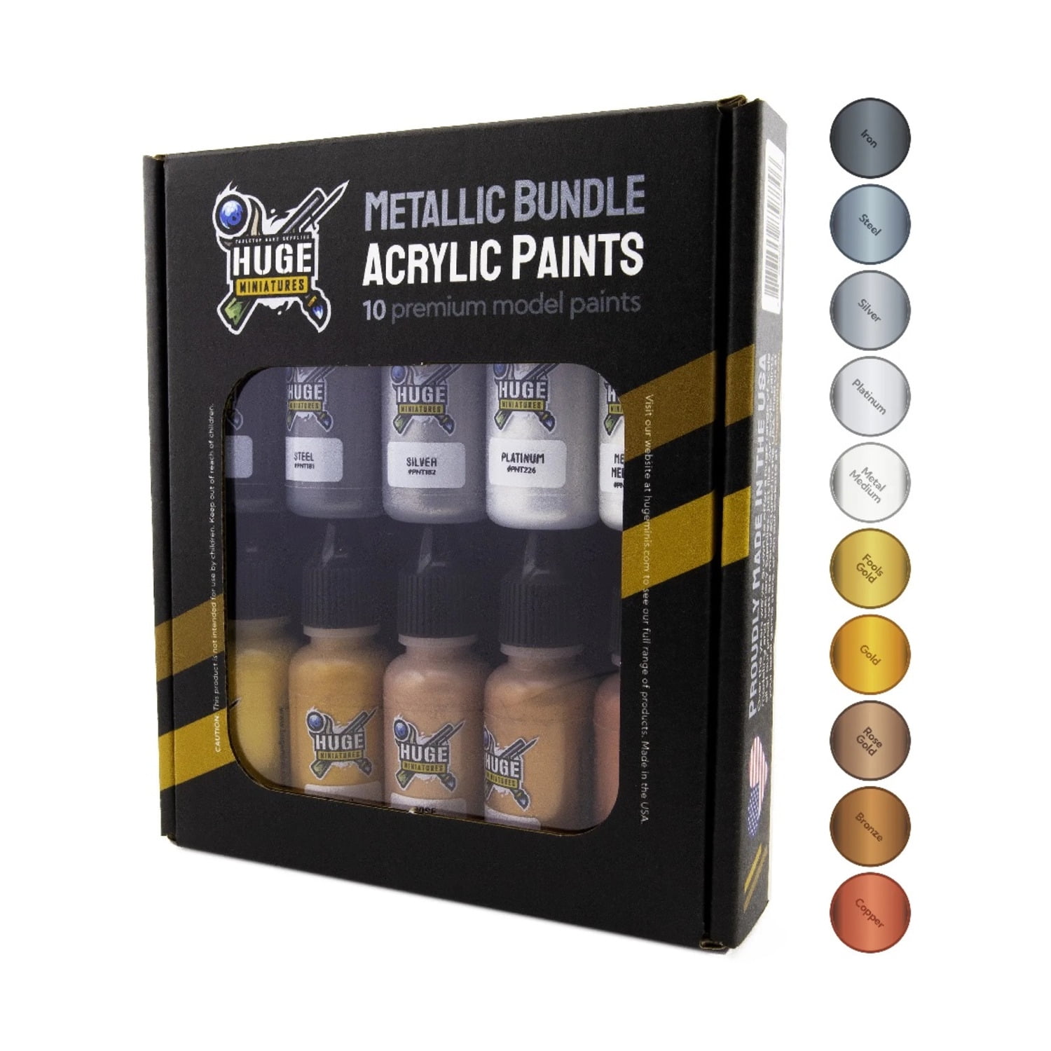 Huge Miniatures Metallic Bundle Acrylic Paint Set New
