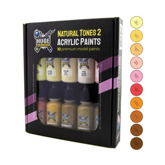 Huge Miniatures Natural Tones 2 Acrylic Paint Set New