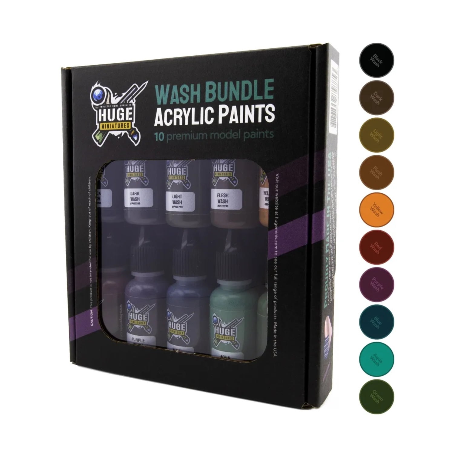 Huge Miniatures Wash Bundle Acrylic Paint Set New