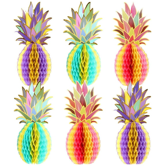 Huge Pineapple Centerpiece for Tables - 12 Inch, Pack of 6 | Luau & Hawaiian Party Decorations, Tropical & Beach Decorations