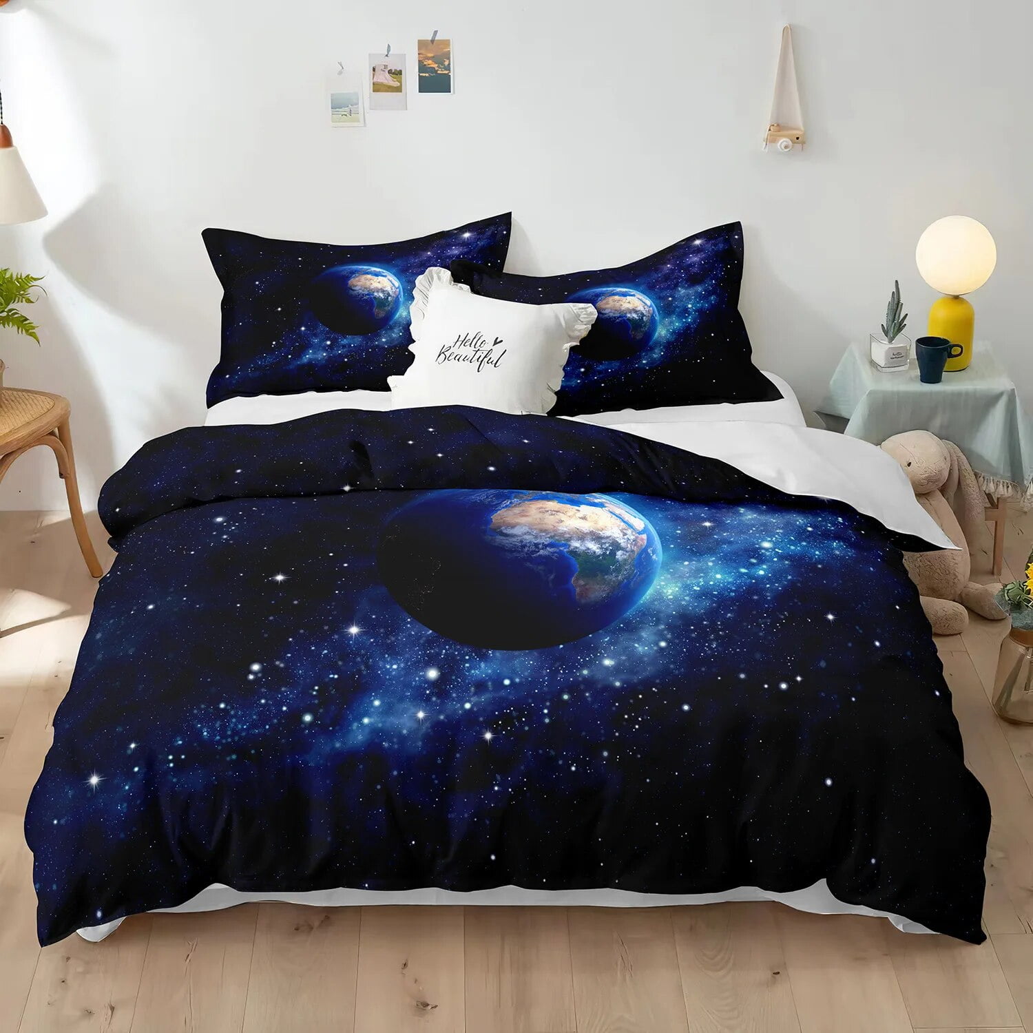 Huge Planet Theme Duvet Cover Set 3D Mercury Galaxy Space Blue King ...