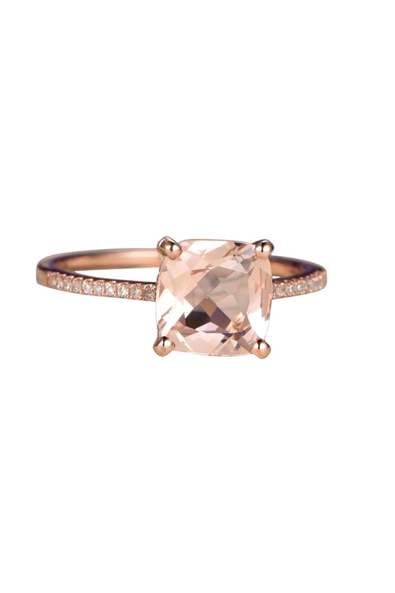 Huge Sale: 1.25 Carat Morganite (cushion cut Morganite) and Diamond Engagement Ring in 10k Rose Gold