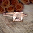 thumbnail image 1 of Huge Sale: 1.80 Carat Morganite (7mm Cushion Cut Morganite) and Diamond Moissanite Engagement Ring with 18k Gold Plating, 1 of 3