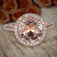 thumbnail image 1 of Huge Sale Antique Design Halo 1.25 Carat 6mm Round Cut Morganite and Diamond Moissanite Halo Engagement Ring with 18k Gold Plating, 1 of 4