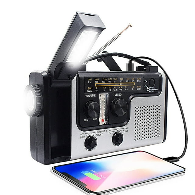 Huge Savings,AM/FM/SW Radio, Hand Crank Portable Survival Emergency Radio,Rechargeable Battery Power Bank USB Cellphone Charger,Camping Flashlight Lantern, Alarm,Vsgery,Black