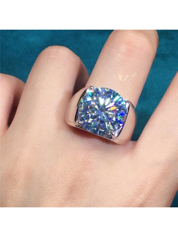 Huge Sparkle White Round Cut 5CT Lab-Created Diamonds Engagement Solitaire Men's Ring