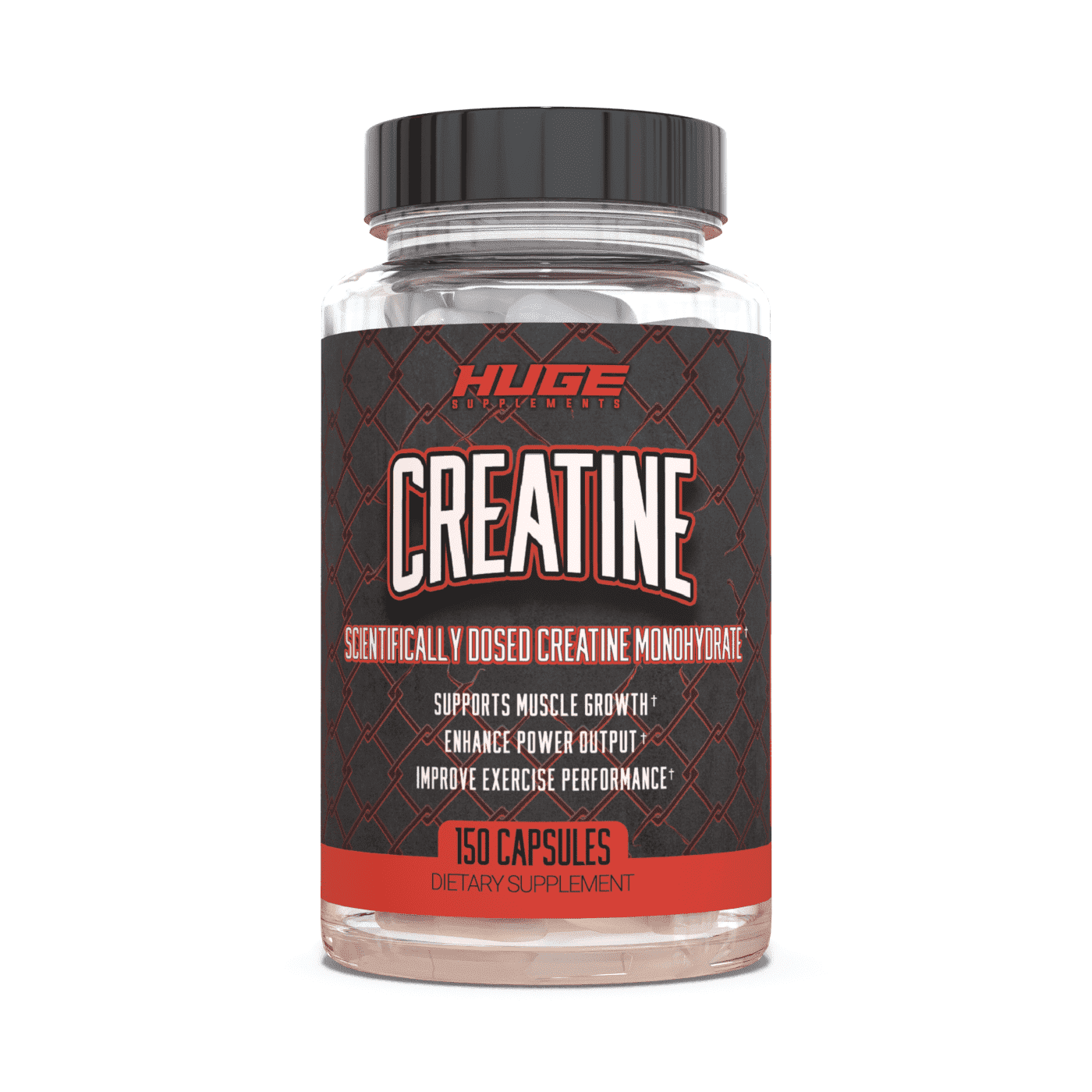 Huge Supplements Creatine Monohydrate Pills, 5g of Pure Creatine, 30 Servings