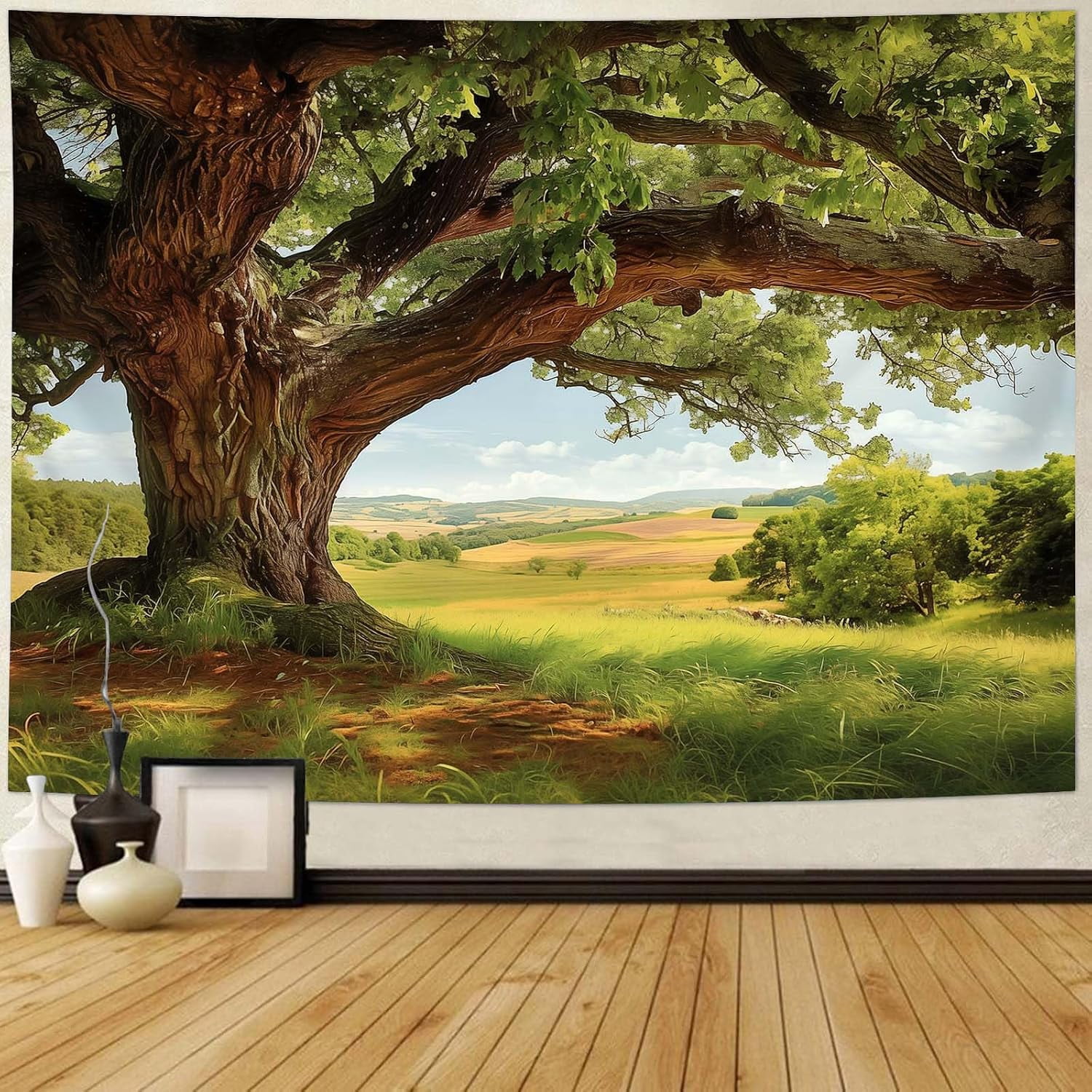 Huge Tree Tapestry Wall Hanging for Bedroom, Nature Scenery Spring ...