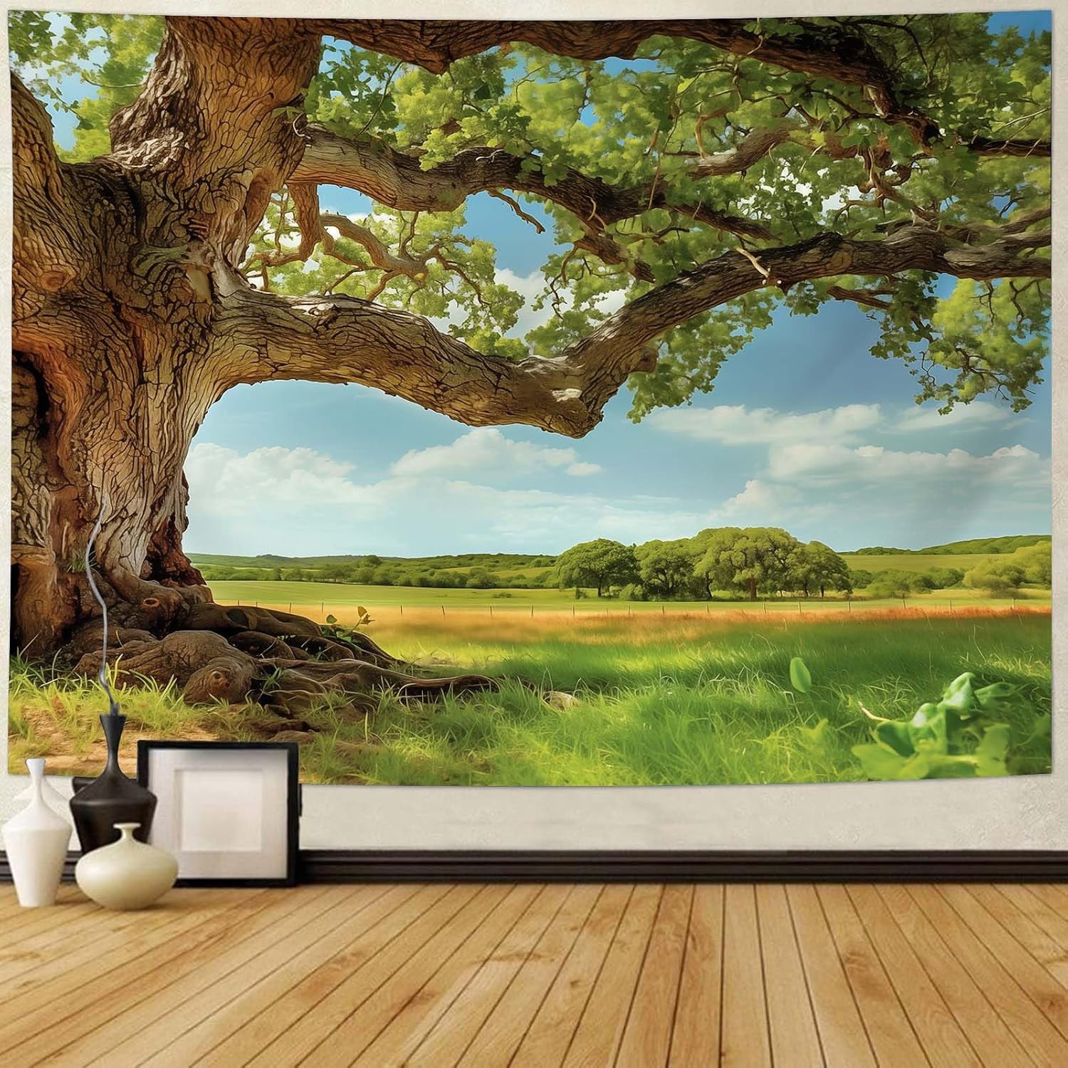 Huge Tree Tapestry Wall Hanging for Bedroom, Nature Scenery Spring ...