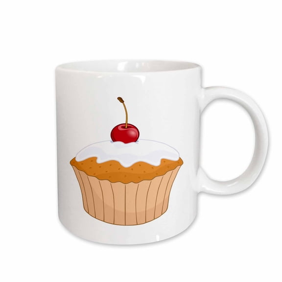 3drose, Huge Vanilla Cupcake with Cherry on Top, 11oz Mug