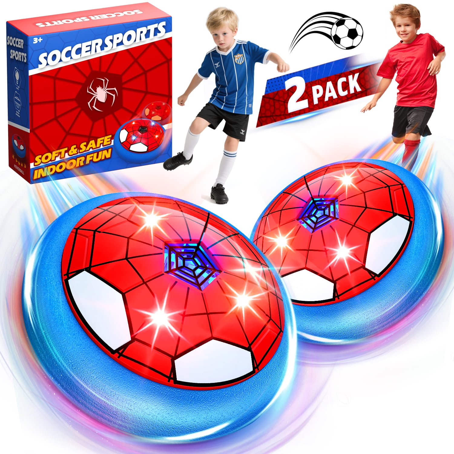 Huge Wave Hover Soccer Ball Toys for Kids, Indoor and Outdoor Spider Soccer Ball Toys with LED Light, Christmas Birthday Gifts for 3-12 Year Old Boys Girls