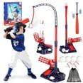 thumbnail image 1 of Huge Wave 3-in-1 Kids Baseball Set for Ages 3-8, T-Ball Sport Play Set Toys, Baseball Bat Adjustable Height, Indoor/Outdoor Backyard Sports Games Gifts for Boys and Girls(Blue), 1 of 7