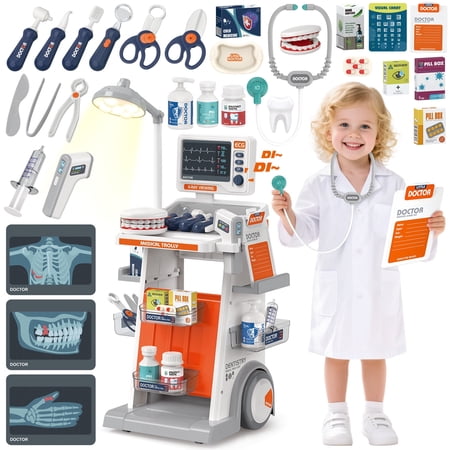 Huge Wave Doctor Kit for Kid, 30PCS Doctors Role Play Set Toy, Pretend Medical Station with Realistic LED Lights & Sounds, Christmas Boys & Girls Gift for Ages 3-6
