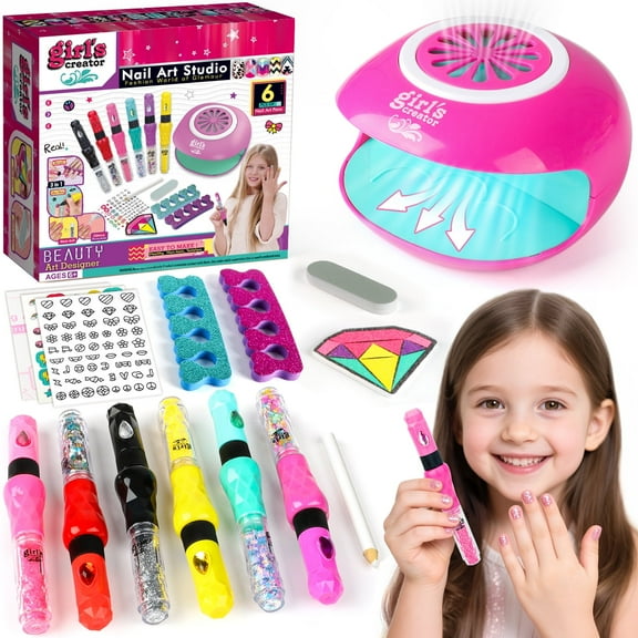 Huge Wave Kids Nail Polish Kit for Girls, Upgrade 3-in-1 Nail Pen with Dryer, Manicure Sets Ideas Birthday Gift for Teenage Girls Ages 6-12 Years Old