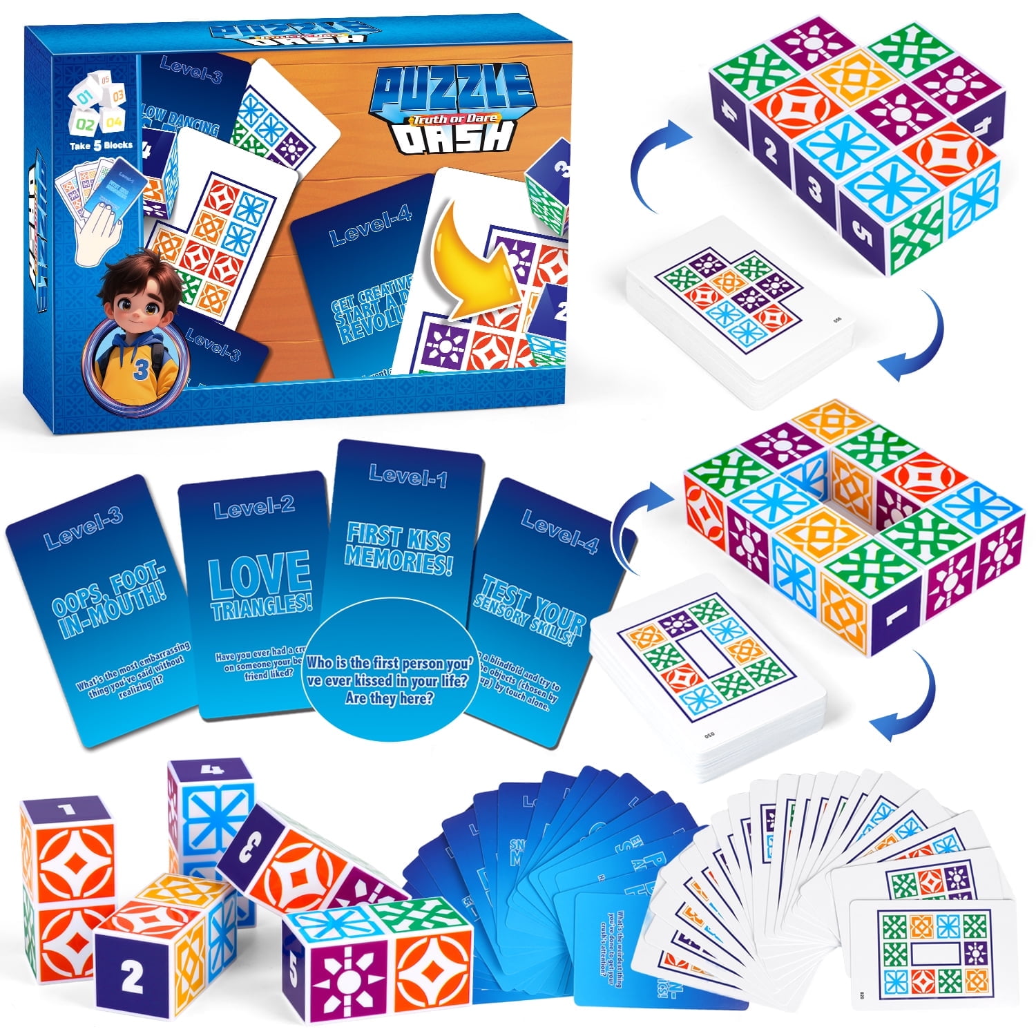 Huge Wave Juego de mesa familiar para niños y adultos desde 4 años, populares juegos de bloques y colores, 4 niveles de dificultad, 2 a 4 jugadores, regalo para fiestas de cumpleaños