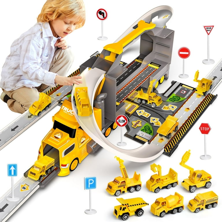 Huge Wave Construction Trucks for Toddlers Race Track Play set