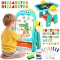 thumbnail image 1 of Huge Wave Dinosaur Easel for Kids, Double Sided Chalkboard and Whiteboard, Learning Board Games, Christmas Birthday Gift for Boys Girls Age 2-6 Years Old, 1 of 7