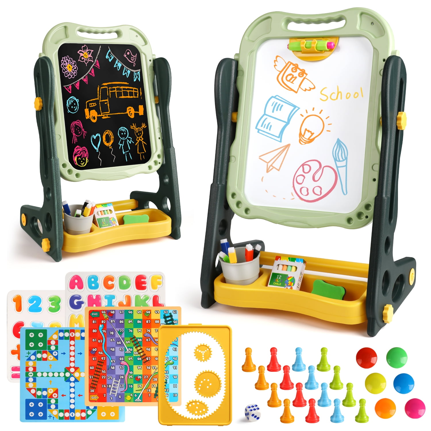 Huge Wave Easel for Kids, Toddlers' Double Sides Drawing Board with