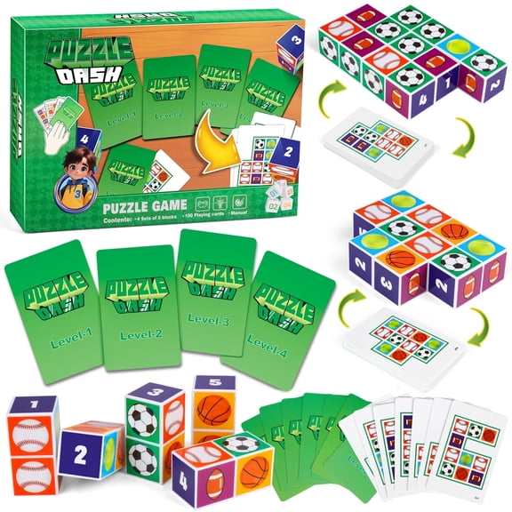 Huge Wave Family Board Game Children & Adults - 2 to 4 Players, Sports Block & Color Puzzle Games, 4 Difficulty Levels, Birthday Party Game Gift for Children & Adults Ages 4+
