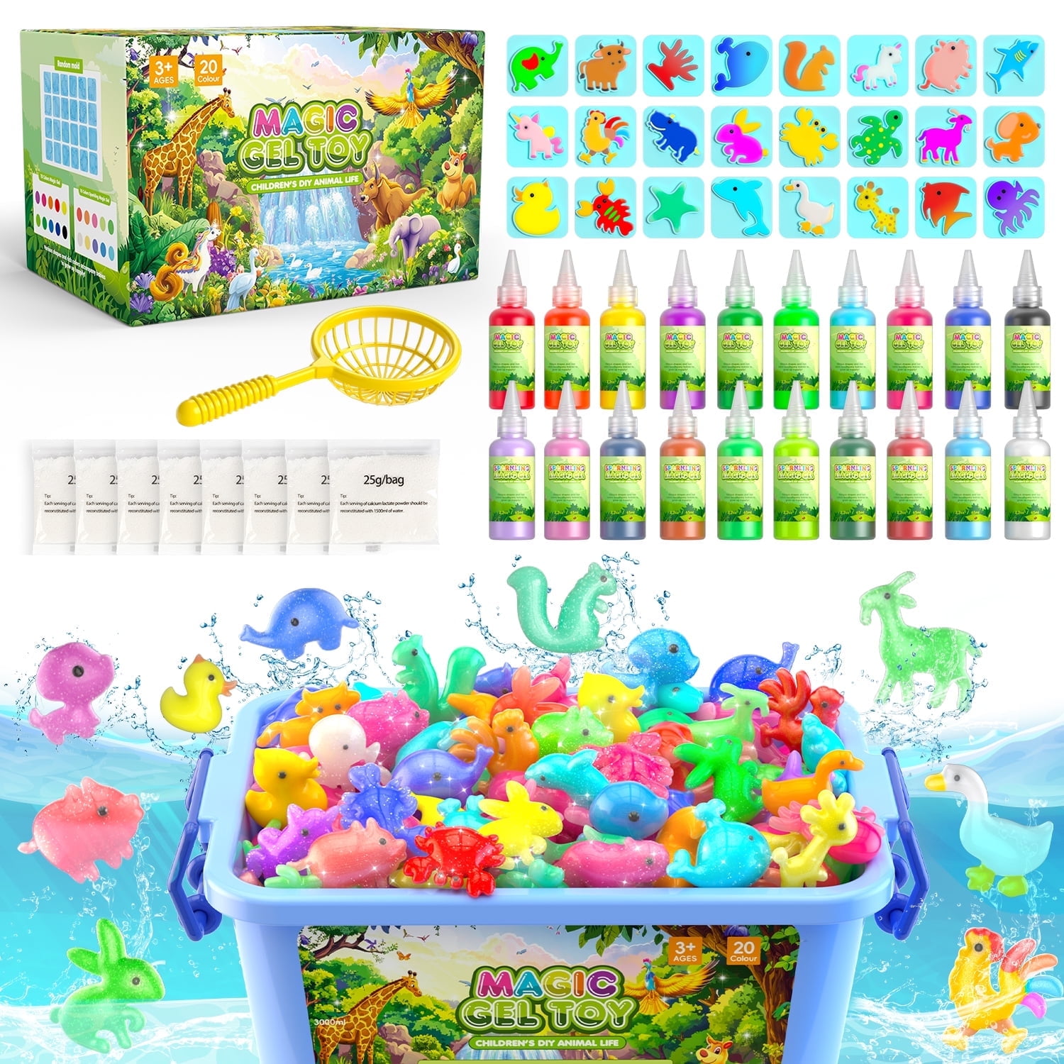 Huge Wave Farm Series Magic Fairy Kit for Kids, 20 Colors & 12 Farm Molds, Handmade Elf Water Kit, Art & Craft Kit Christmas Birthday Gifts for Girls Aged 3-8