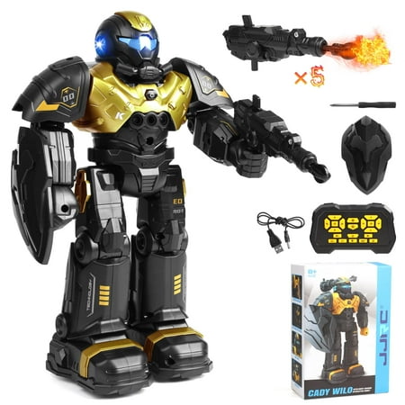 Huge Wave Kids RC Robot Toys Aged 4-8 Year, Smart Talking, Dancing and Walking, Programmable Robot, Interactive Gesture Sensing, Remote Control Toys Christmas Gifts for Kids, Gold