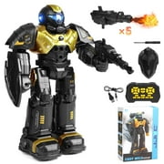 Huge Wave Kids RC Robot Toys Aged 4-8 Year, Smart Talking, Dancing and Walking, Programmable Robot, Interactive Gesture Sensing, Remote Control Toys Christmas Gifts for Kids, Gold