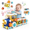 thumbnail image 1 of Huge Wave Montessori Train Toys for 1 2 3 Year Old Boy Girl, 12-in-1 Musical Train Toddlers Toys, with Lights, Keys and Shapes Matching, Educational Christmas Train Gift, 1 of 7