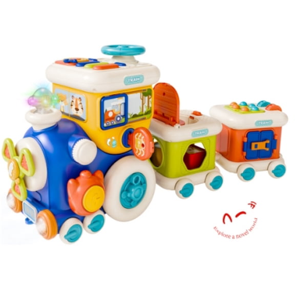 Huge Wave Musical Train Kids Toys, 7-in-1 Multi-functional Educational Train Toys, Christmas Birthday Gift for Kids Aged 1-3