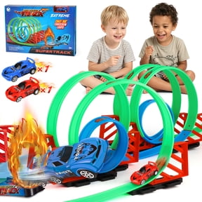 Huge Wave Race Car Track Set for Kids, 360 Loop Raceway Race DIY Track Set, with Durable Car, Christmas Gift for Toddler Boys Girls Age 4-12