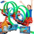 thumbnail image 1 of Huge Wave Race Car Track Set for Kids, 360° Loop Raceway Race DIY Track Set, with Durable Car, Christmas Gift for Toddler Boys Girls Age 4-12, 1 of 7