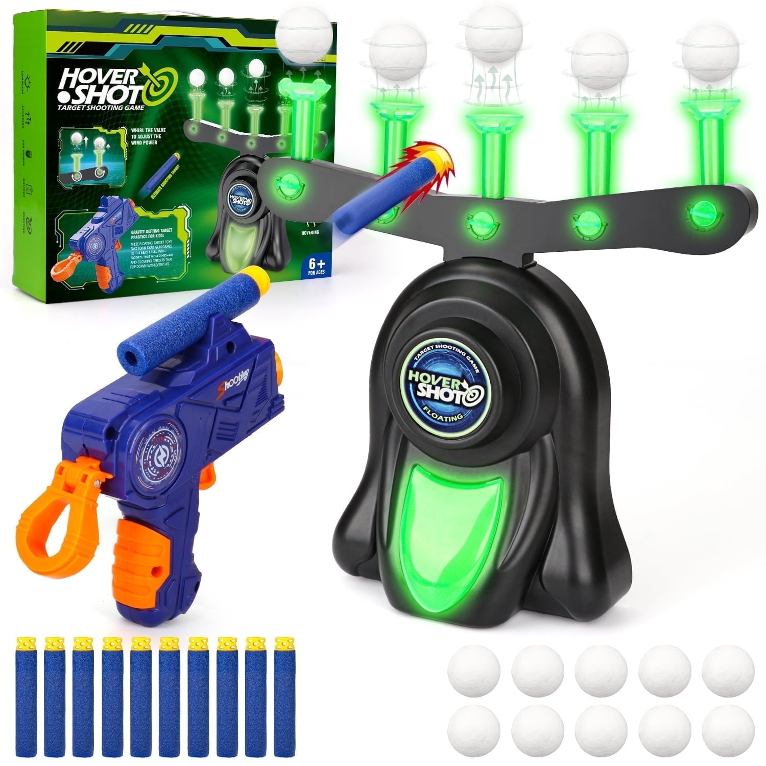 Huge Wave Shooting Games Toys for Boys 4-12 Years, Hover Floating Shooting Target Foam Dart, with 12 Soft Balls, Indoor & Outdoor Christmas Birthday Gifts for Kids