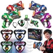 Huge Wave Shooting Tag Set of 4 with Vests & Back Receiver, Rechargeable Indoor & Outdoor Family Games Teens Group Activity, Birthday Gift for Kids Ages 6-12