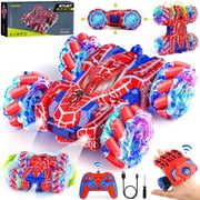 Huge Wave Spider Remote Control Cars for 6-12 Year Old Boys, Double Sided Rechargeable RC Stunt Car with Cool Light, 360° Flip Gesture Sensing Outdoor Toys for 