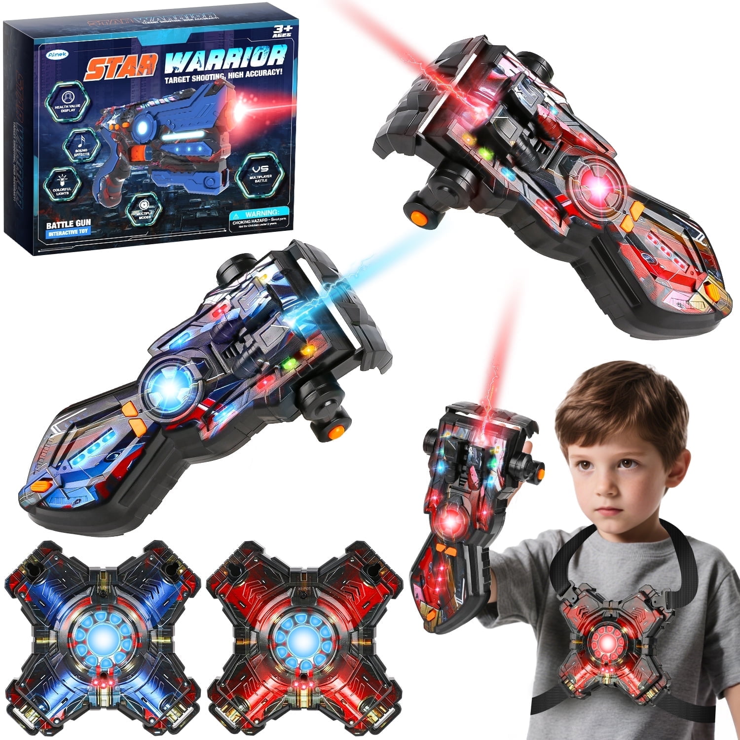 Huge Wave Shooting Tag Sets with Vests, Set of 2 Shooting Game Toys, Indoor&Outdoor Multiplayer Game, Group Activity, Birthday Gift for Ages 6-12