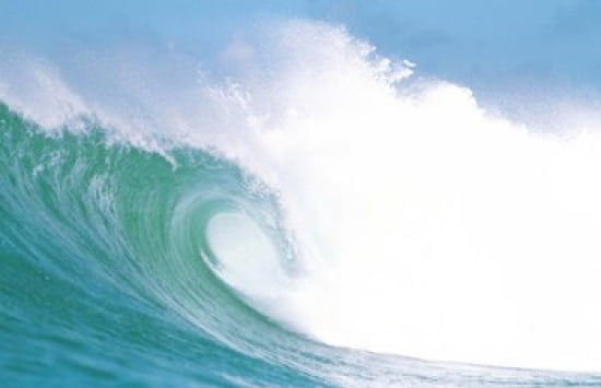 Huge Waves in Ocean Canvas Art - Panoramic Images (36 x 24)