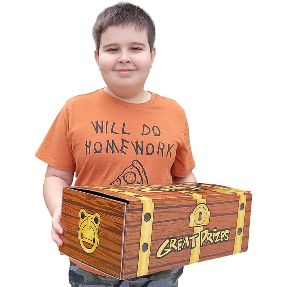 Huge Wood Looking Treasure Chest Box (16" x 9") Cardboard. Brown and Gold. Easy to Assemble. Perfect Prop for your Pirate Themed Birthday Party!