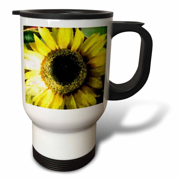 3dRose, Huge Yellow Sunflower, 14oz Stainless Steel Travel Mug
