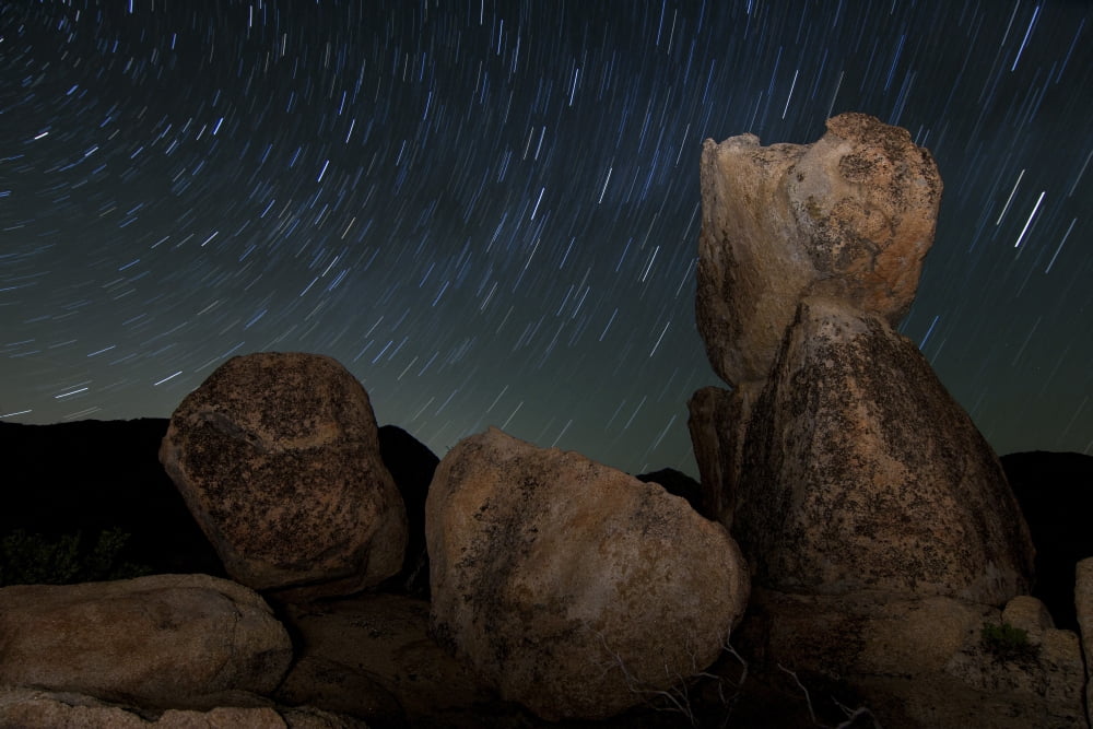 Huge granite boulders under starry skies California Canvas Art - Dan BarrStocktrek Images (35 x 23)
