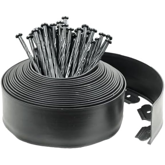 Hugeleaf Landscape Edging Kit 40 Feet with 48pcs Spikes, 4 Inches Garden Edging Flexible Landscape Lawn Border for Flower Beds Yard Pathway