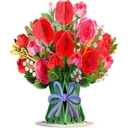 Hugepop Red Roses Pop Up Card, with Detachable Bouquet - Oversized 10" x 14" Cover