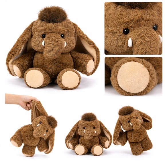 Huggable Small Elephant Plush Toy, Soft Elephant Stuffed Animal, Fluffy Elephant Plushie for Stress Relief, Gift for Elephant Lovers(Brown)