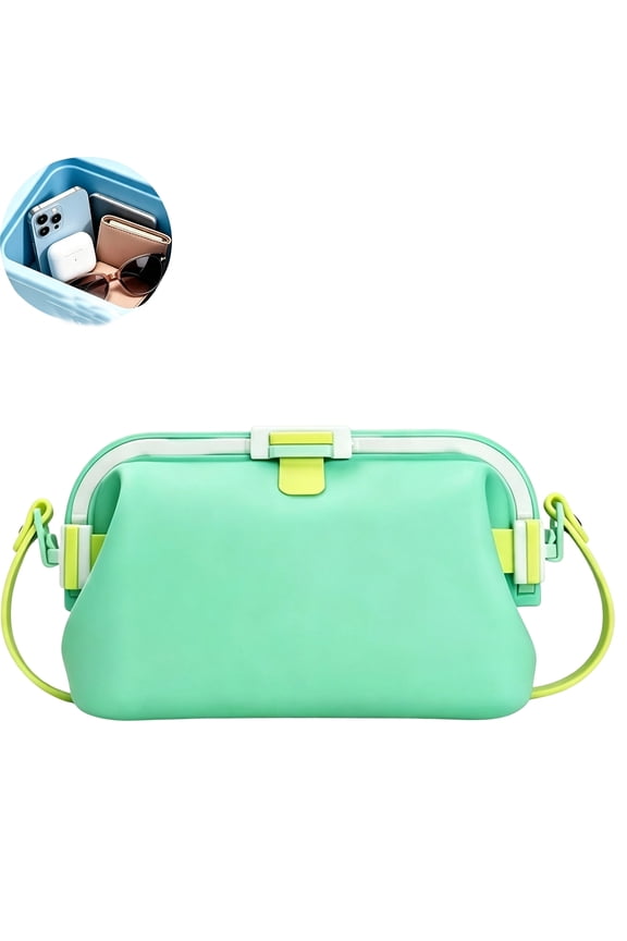 Huggea Waterproof Purse, Silicone Beach Bag Crossbody Tote for Women, Foldable Travel Shoulder Bag