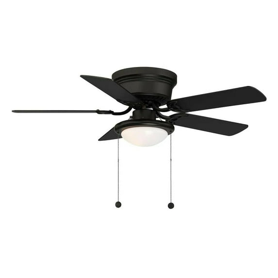 Hugger 44'' Matte Black Flush Mount Ceiling Fan with Light Kit LED Bulb Indoor 3 Speed Reversible