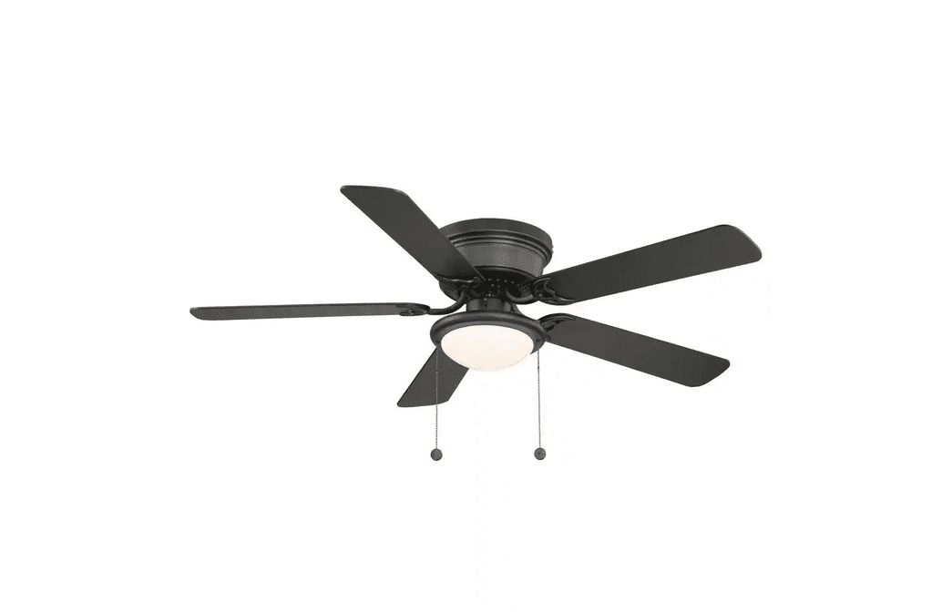 Hugger 52'' Black Contemporary Led Flush Mount Indoor Low Profile Ceiling Fan