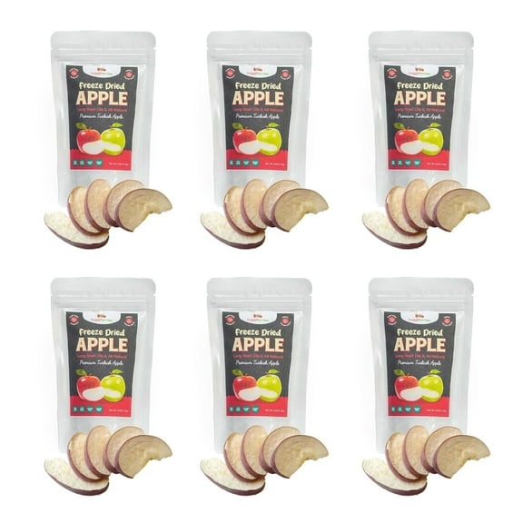 Huggiberries Freeze Dried Apple Slices - 0.35 OZ (6 PACK) Delicious and Healthy Fruit Snacks - Gluten-Free, Low Carb, and Sugar-Free - for Backpacking, Emergency and Everyday Use