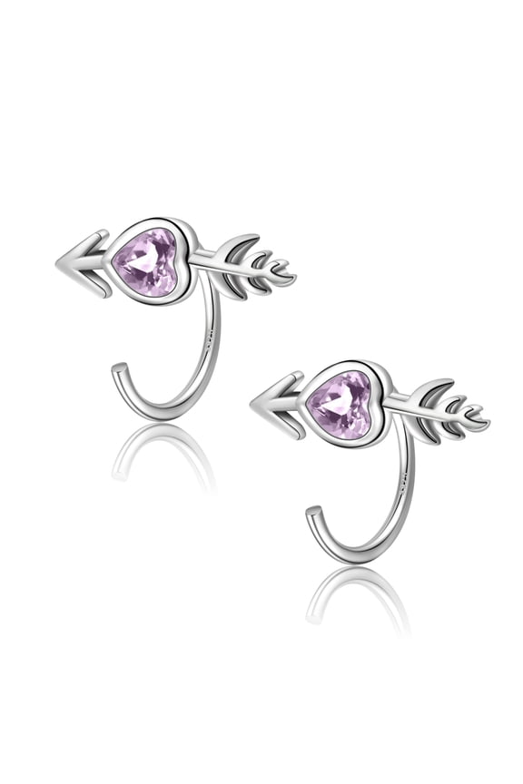 Huggie Hoop Earrings 925 Sterling Silver Heart Arrow Half Hoop Earrings CZ Nap Earrings Small Hoop Sleeper Earrings for Women