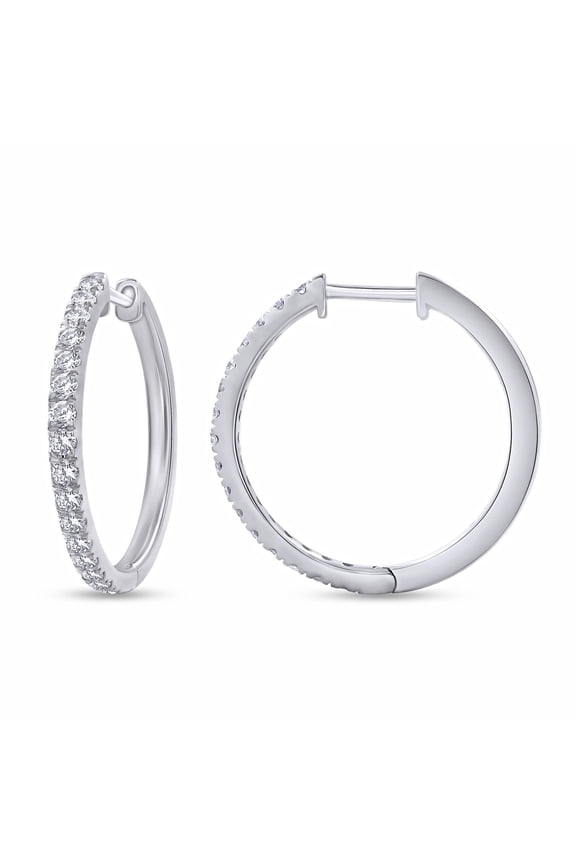 Huggie Hoop Earrings For Women, 0.40 Carat Round Shape Lab Grown Diamond Wedding Bridal Hoop Earrings In 14K Solid White Gold Jewelry Gifts For Her (0.40 Cttw)