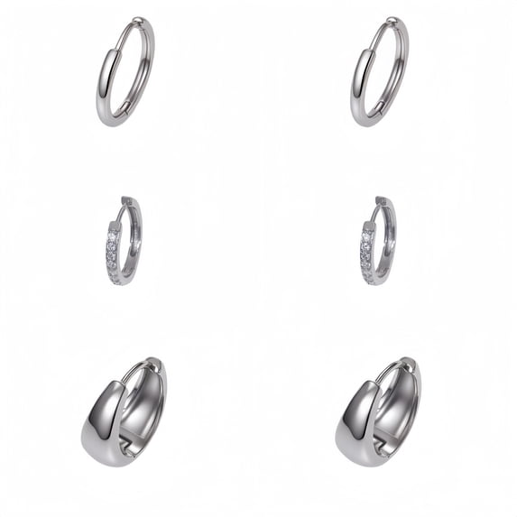 Hoop Earrings Set,Hypoallergenic Heart Earrings for Women,Gifts for Mom 3 Pairs