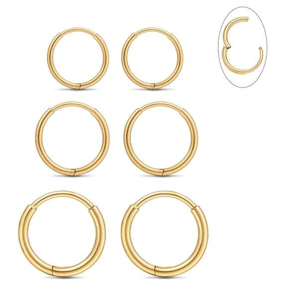 Huggie Hoop Earrings Set for Women Men, Hypoallergenic Titanium Hoop Earring Cartilage Earrings Stack Sets for Multiple Piercing Jewelry Cute Mini Tiny Lightweight Earrings for Sensitive