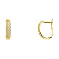 thumbnail image 1 of Huggie Hoop Earrings Solid 14k Yellow Gold Huggies CZ Three Row Stylish Polished Finish Fancy 4 mm, 1 of 1